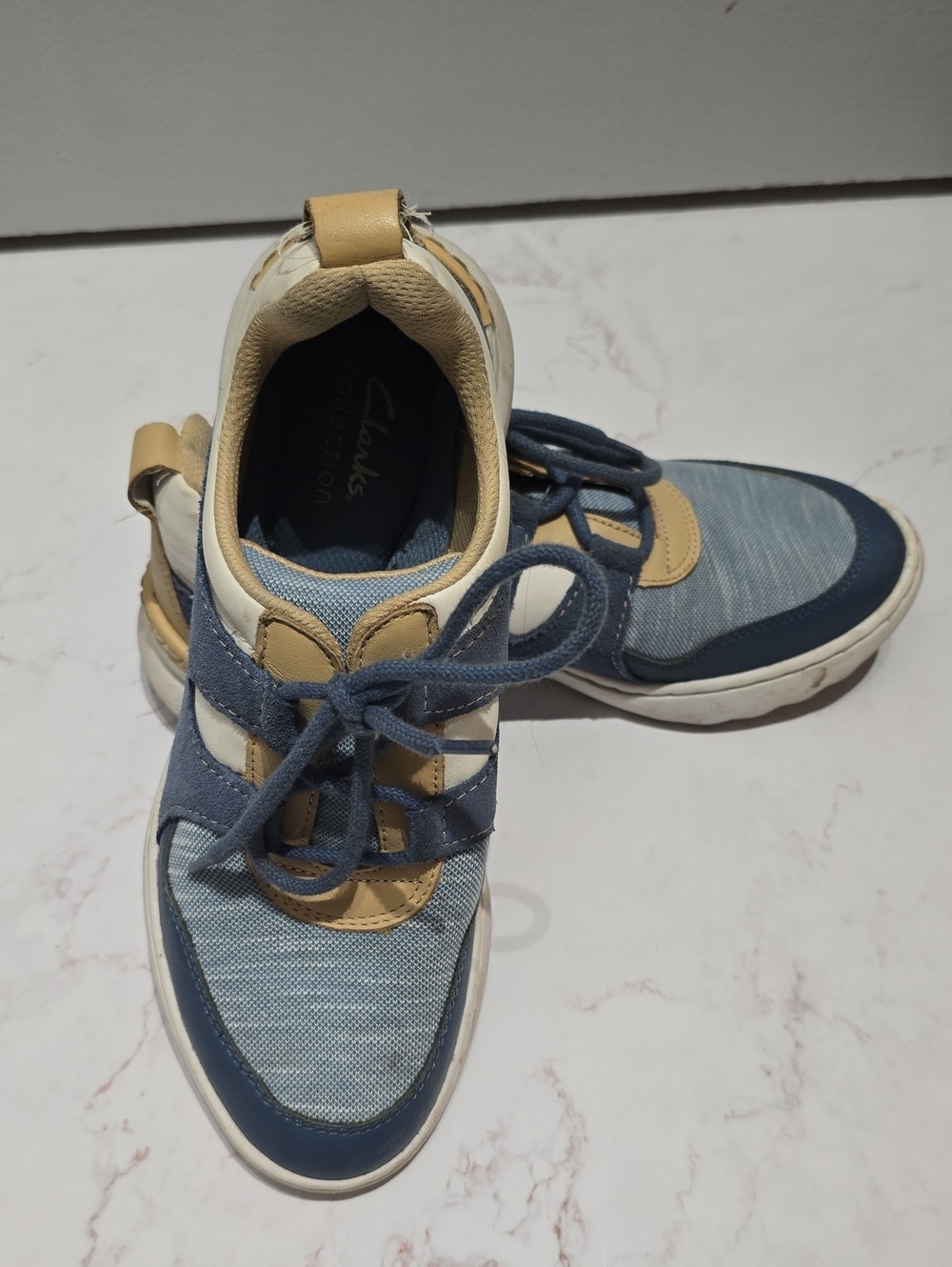 Clarks Blue and Tan Women's Casual Lace-Up Sneakers